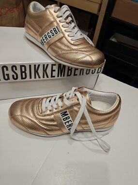 Bikkembergs Metallic Rose Gold Leather Sneakers 8